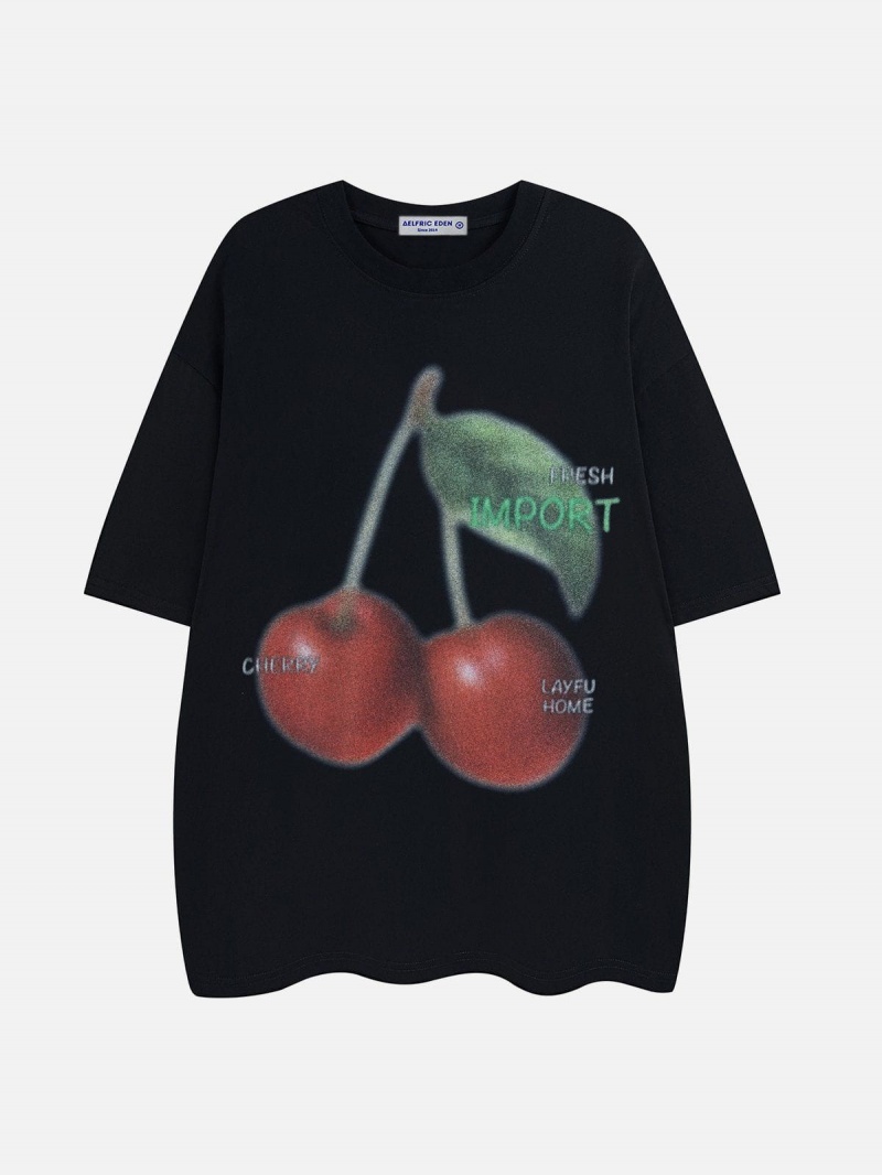 T Shirts Aelfric Eden Blurring Cherry Print Tee Abricot | WCV-65803440